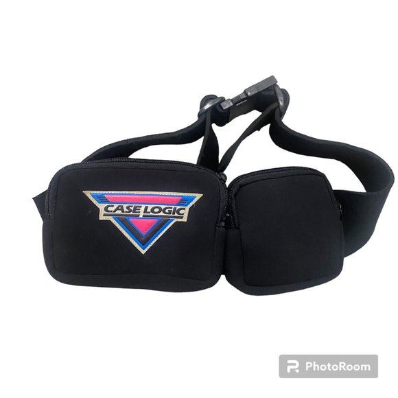 Vintage 80's Case Logic Black Fanny Pack‎ Adjustable Belt Bag - Picture 1 of 6